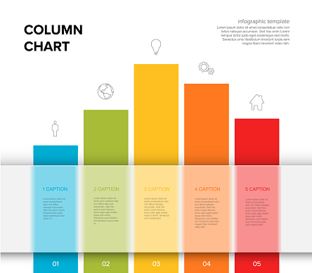 Line Report Infographic Column Line Report Template With Paper Labels Stock ...