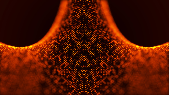Futuristic particle wave. Abstract technology background. Big data visualization. 3D.