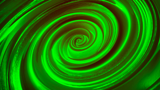 Fiery Energy Vortex. Luminous whirlpool. Abstract digital swirl. Rotating swirling shapes particles. Mesmerising spiral tunnel of crystal fluid. 3D