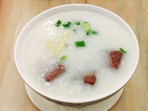 Congee with Pig Blood Curd