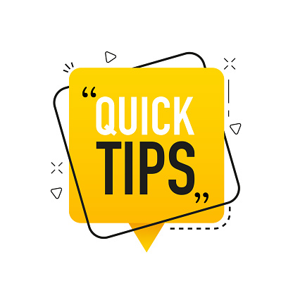 Quick tips icon badge. Top tips advice note icon. Idea bulb education tricks. Helpful tricks, tooltip, hint for website. Vector illustration