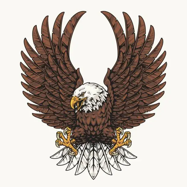 Vector illustration of American bald eagle sticker colorful