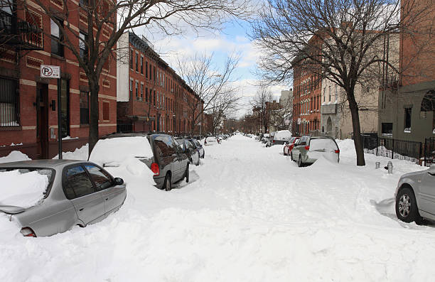 New York after blizzard stock photo