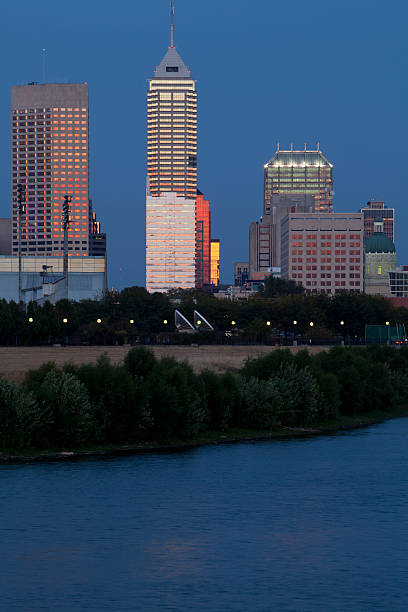 A view of Indiana cityscape along the river Indiana cityscape along the riverClick Here to view my other Cityscapes and Architecture: landscape view of indianapolis indiana during the day stock pictures, royalty-free photos & images