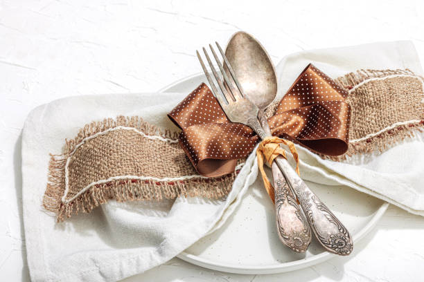 istock Autumn table setting. Thanksgiving cutlery, traditional fall decor. Cozy mood, minimalist design 1837507948