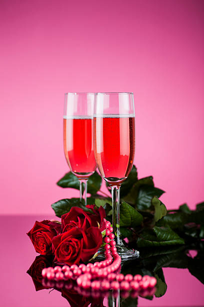 istock Champagne glass with rose sparkling wine 183750859