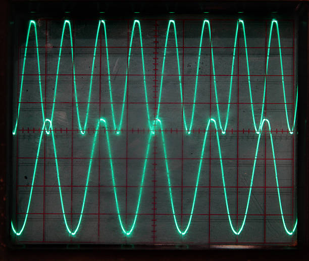 사인파 파형의 수준을 오실로스코프 - oscillator 뉴스 사진 이미지