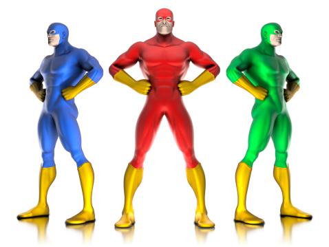 Super hero team - isolated on white with clipping path