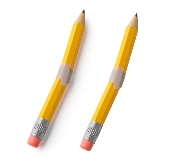 istock Pencil Glued with adhesive tape. Isolated on a white background. 3d render 1837524112