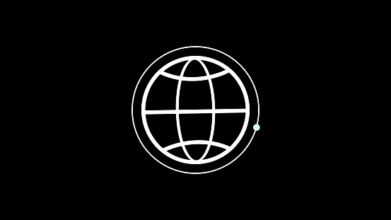 Self drawing line of world planet earth icon black abstract background.