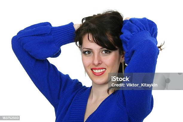 Kobieta Radość - zdjęcia stockowe i więcej obrazów 20-24 lata - 20-24 lata, Białe tło, Brązowe włosy