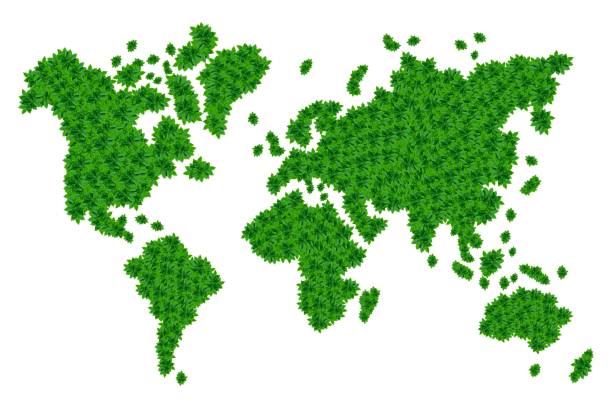 istock World map with green leaves and love the world concept 1837538803