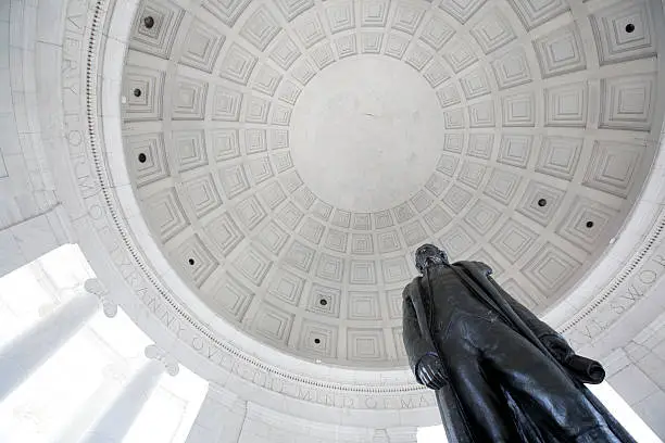 Photo of Looking up at Coppola and statue at the Jefferson Memorial