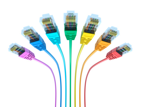 Multicolored network cables - isolated with clipping path