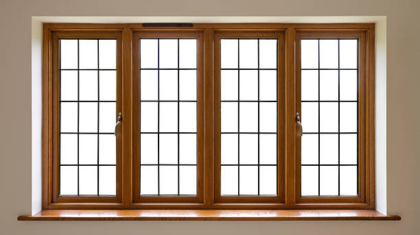 janelas de vidro com acabamento em chumbo de mogno - window frame window isolated clipping path - fotografias e filmes do acervo