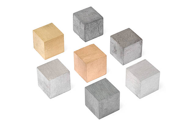 istock Seven metal cubes isolated on white 183754942