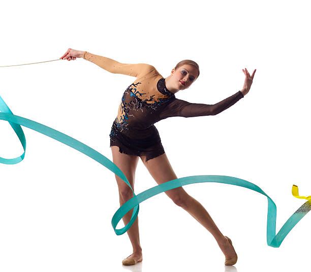istock Gymnast girl on white background 183755043