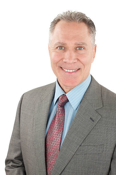istock Smiling middle age man with grey suit and tie 183755108