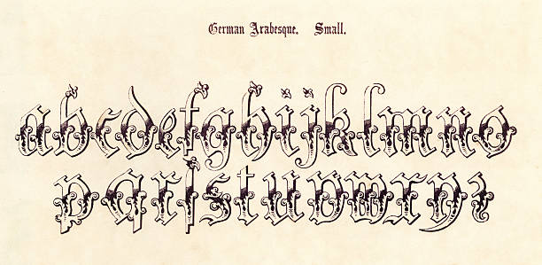 retro deutsche arabischen schrift - letter p text calligraphy old fashioned stock-grafiken, -clipart, -cartoons und -symbole