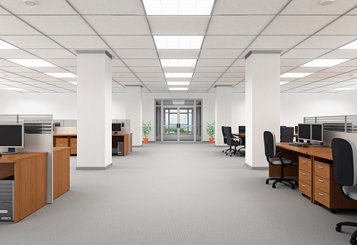 Carpet floored office interior design with desks and chairs.\nAlso available:\n[url=photo/modern-office-interior-50511102][img]http://i.istockimg.com/file_thumbview_approve/50511102/2/stock-photo-50511102-modern-office-interior.jpg[/img][/url]\n[url=photo/modern-office-interior-50310056][img]http://i.istockimg.com/file_thumbview_approve/50310056/2/stock-photo-50310056-modern-office-interior.jpg[/img][/url]