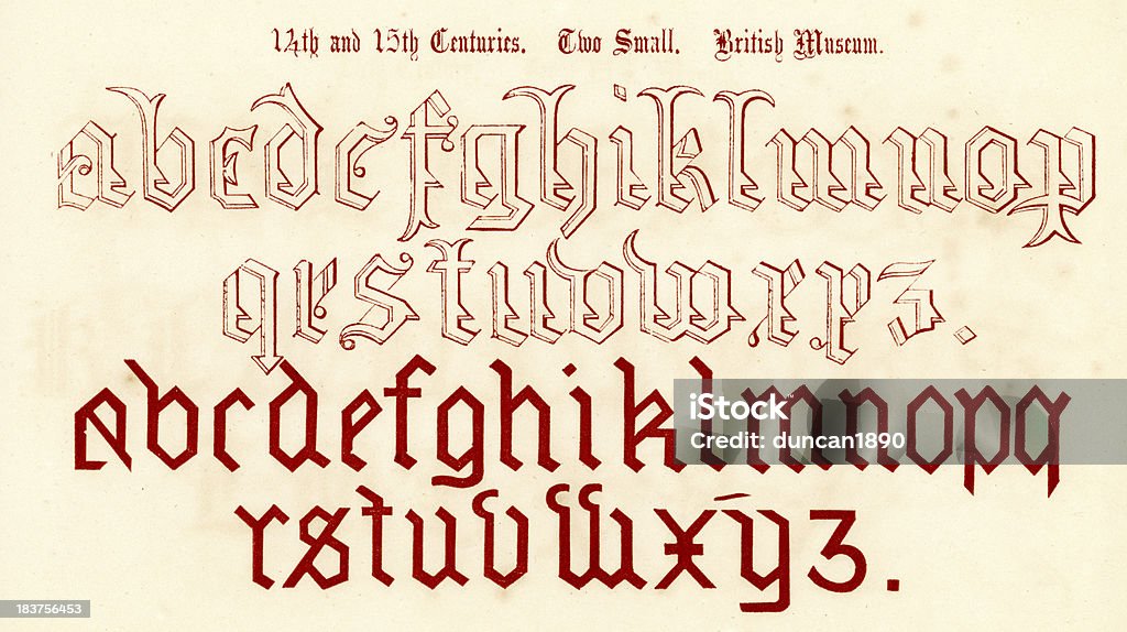 14. und 15. Jahrhundert Stil Alphabet - Lizenzfrei Alphabet Stock-Illustration