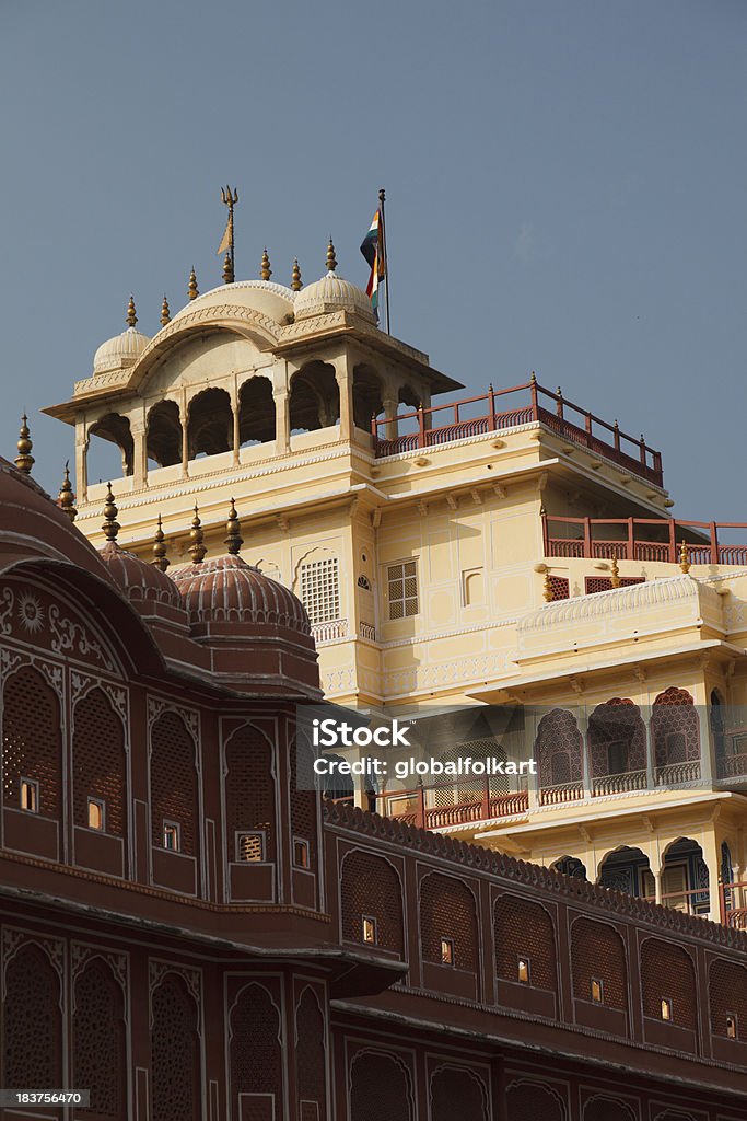 Walls and buildings Jaipur City Palace "Jaipur City Palace in Rajasthan, India.The Palace was built between 1729 and 1732 with later additions added by a sucession of rulers." Architectural Column Stock Photo