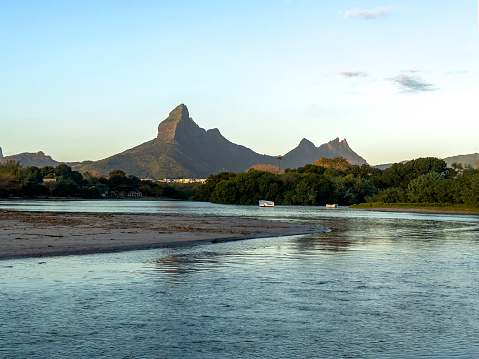 Rempart peak and Black River in Tamarin bay, Mauritius