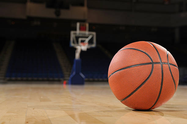 Ball and Basketball Court stock photo