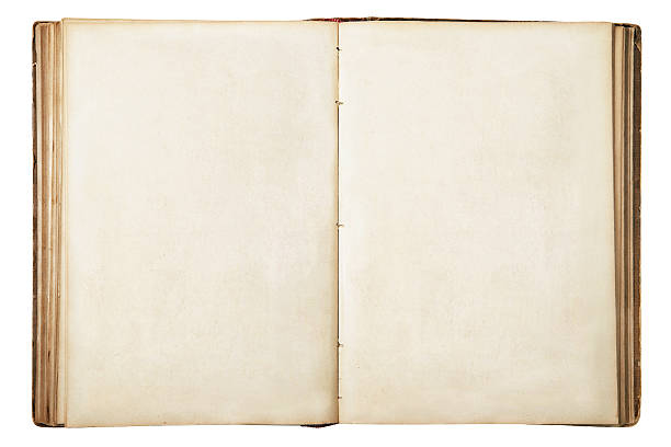 Old Blank Open Book Old Blank Open Book - Isolated With Clipping Path diary stock pictures, royalty-free photos & images