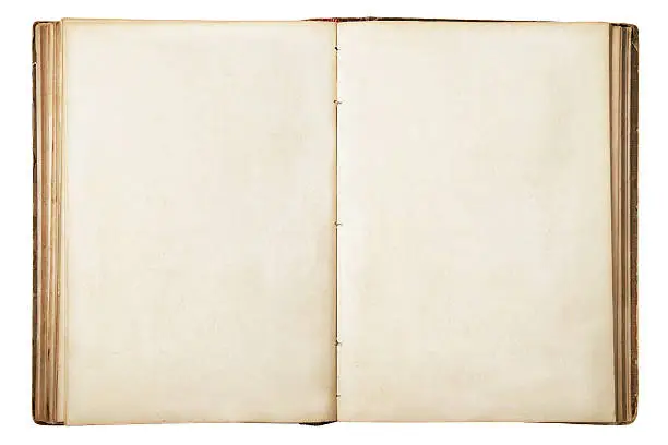 Old Blank Open Book - Isolated With Clipping Path