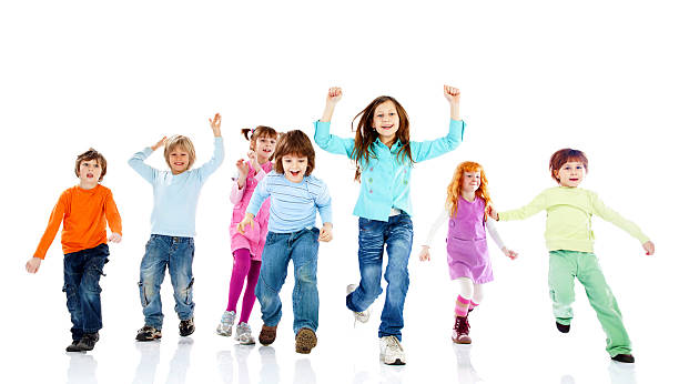 istock Happy children running towards camera. 183757513