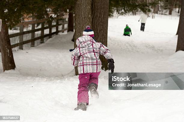 Children Playing Outside In Winter Runing Stock Photo - Download Image Now - Child, Offspring, Playful