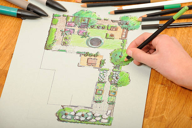 istock Designing a garden, sketch 183758524