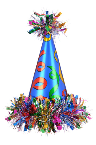 A fun celebration party hat on a white background.PLEASE CLICK ON THE IMAGE BELOW TO SEE MY CELEBRATION & PARTY FUN LIGHTBOX: