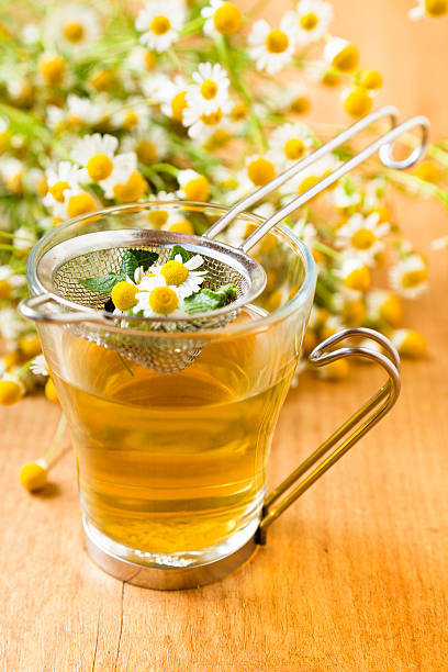 Chamomile tea infusion stock photo
