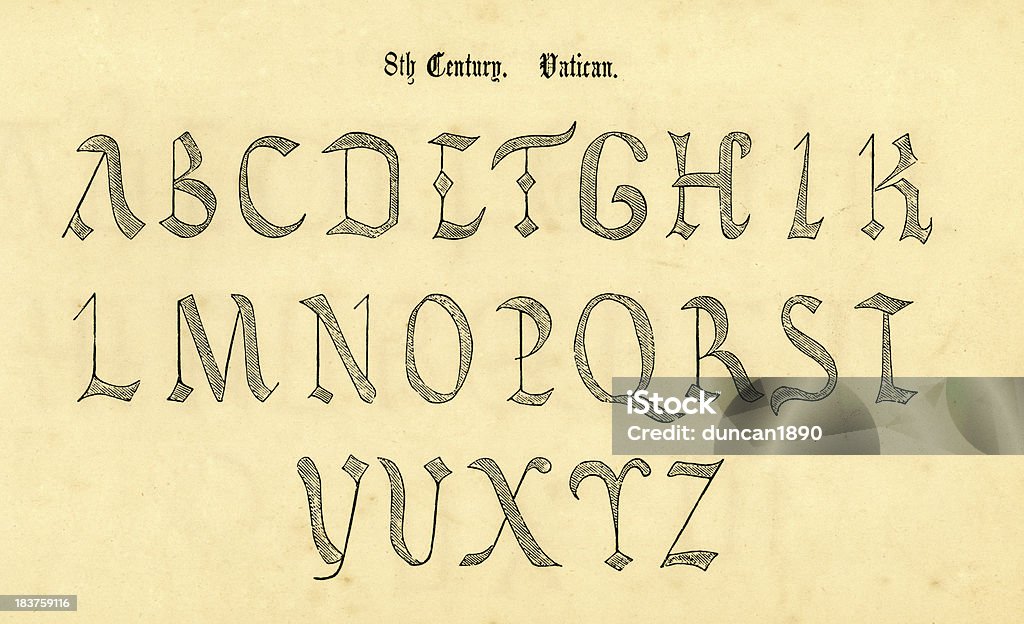 VIIIº secolo Vaticano alfabeto in stile - Illustrazione stock royalty-free di Alfabeto