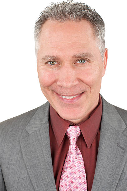 istock Smiling middle age man with grey suit and tie 183759151