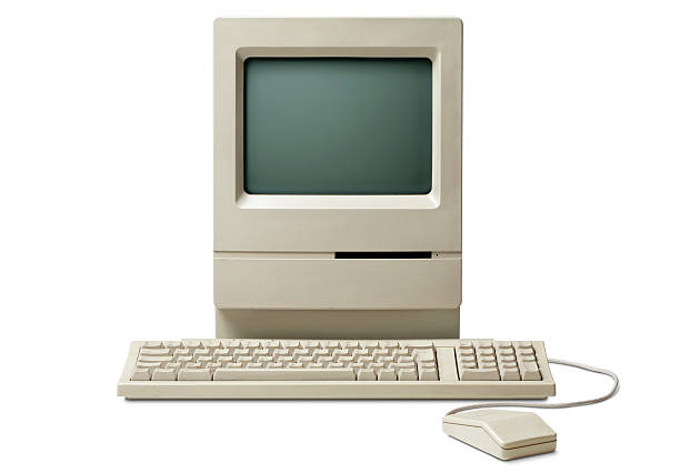 ordenador viejo clásico - computer mouse computer white copy space fotografías e imágenes de stock