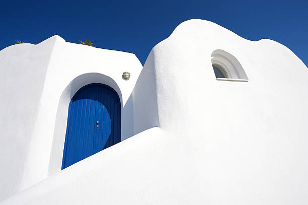 Greek Island Architecture Blue and White Abstract stock photo