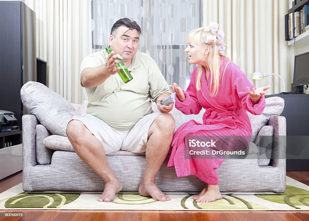 Homem discutir com esposa de TV - Royalty-free Homens Foto de stock