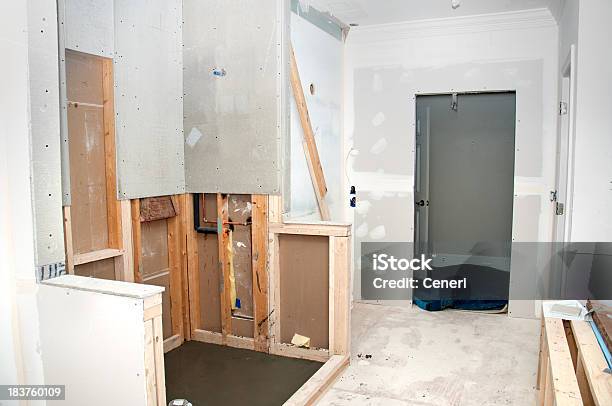 Unfinished Renovation Of A Home Bathroom Stock Photo - Download Image Now - Bathroom, Renovation, Construction Site