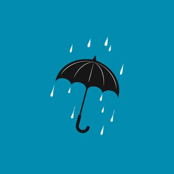 Vector illustration of Umbrella with raindrops