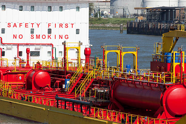 Tanker with oil storage tanks