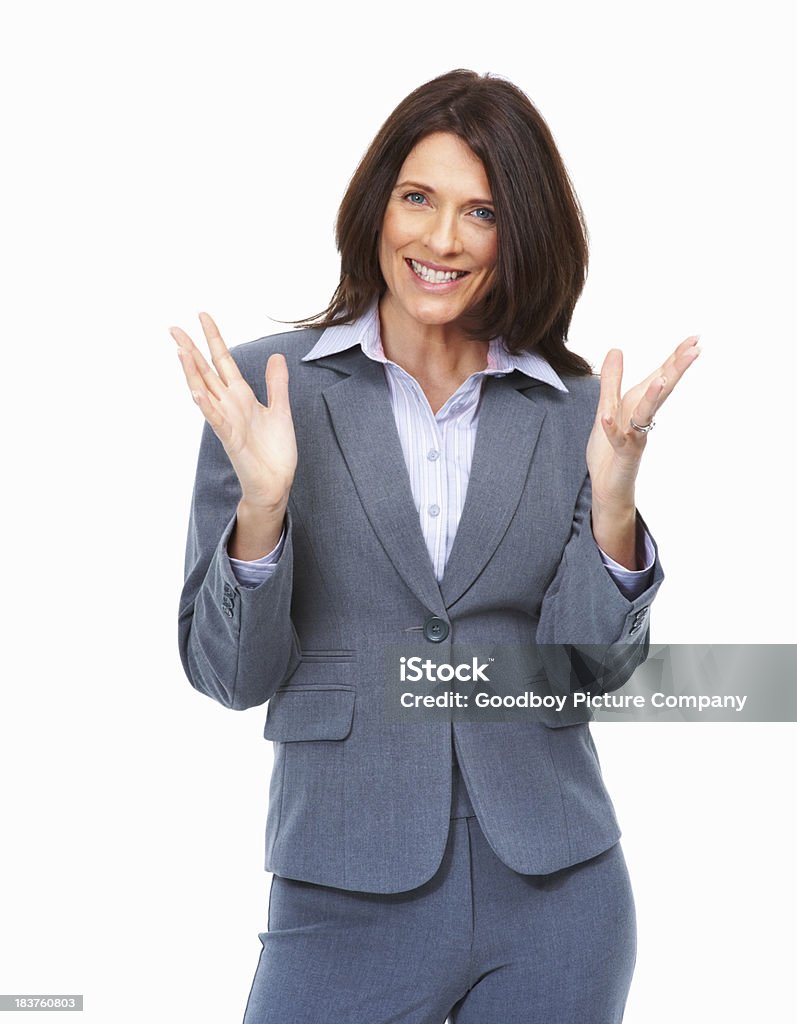 Biznes kobieta z ręce Gest na białym tle - Zbiór zdjęć royalty-free (Biznesmenka)