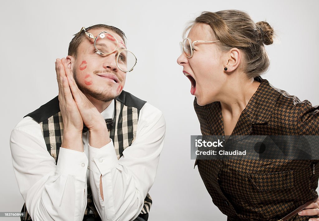 Retro casal tendo conflito - Foto de stock de Marido royalty-free