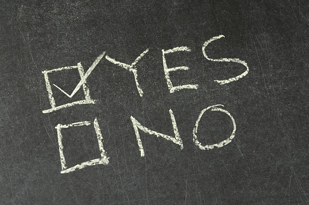 istock Yes and No Checkbox Written on Blackboard 183760959