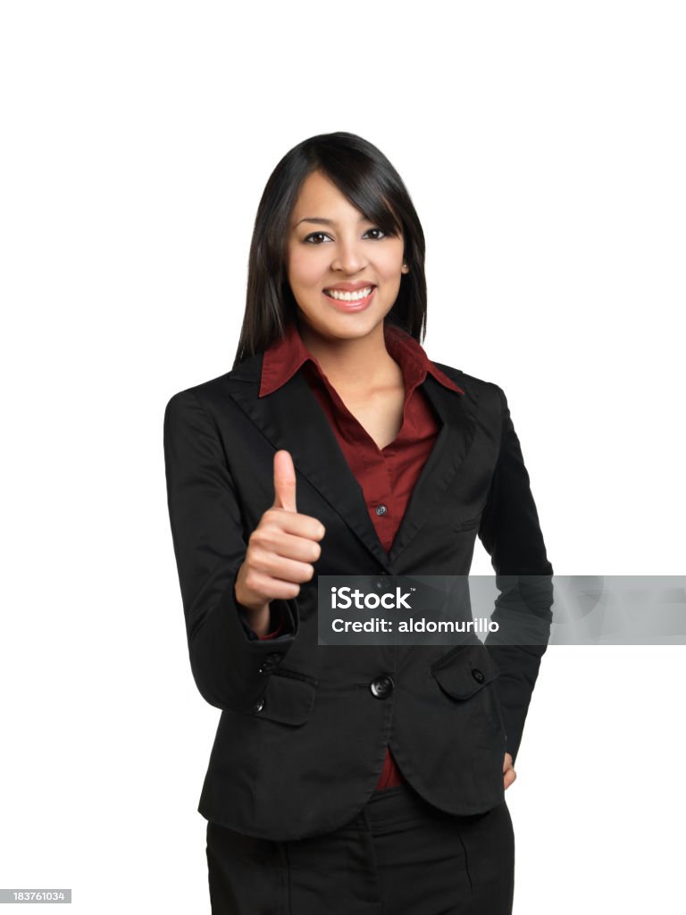 Latina donna d'affari facendo thumbs up - Foto stock royalty-free di Abbigliamento elegante