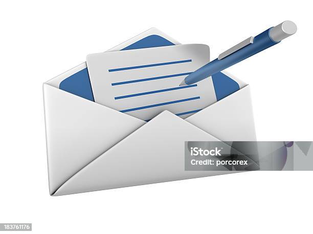 Foto de Isolado Envelope Com Uma Caneta e mais fotos de stock de E-mail - E-mail, Ícone de Computador, Correio - Correspondência