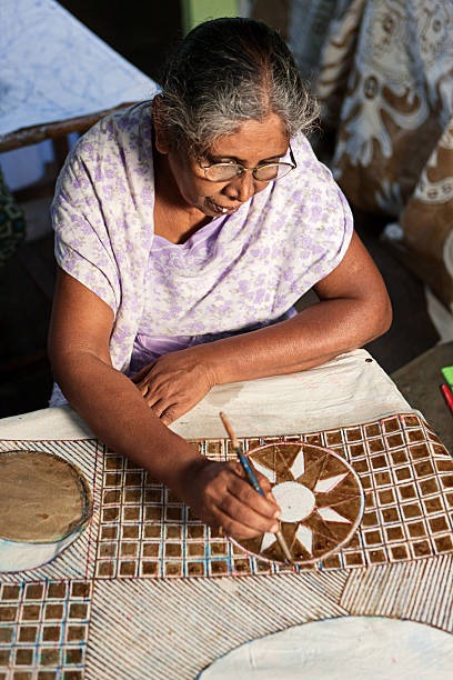 Sri Lankan woman making batik near Kandy