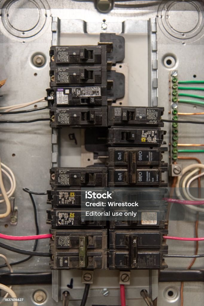 Switch And Panel Example Electrical Control Panel Featuring Several Switches And Wiring Stock ...